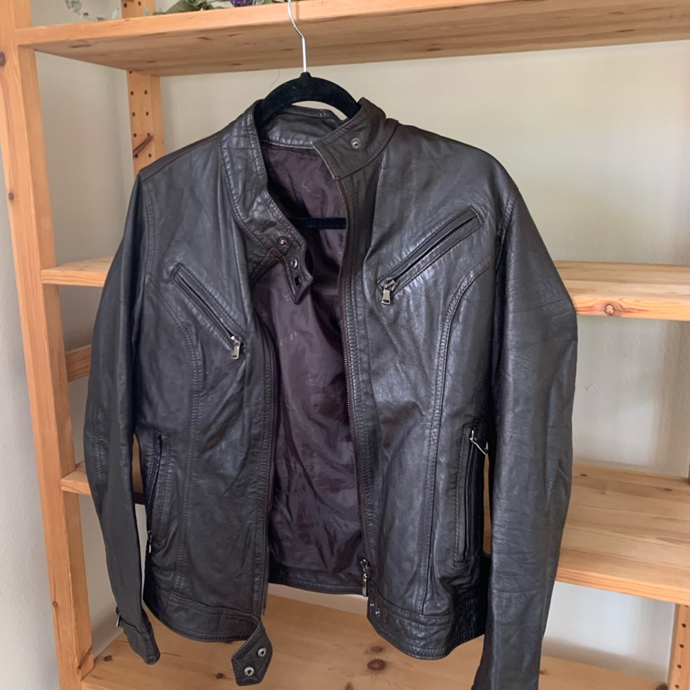 Dark Brown Leather Jacket From Florence